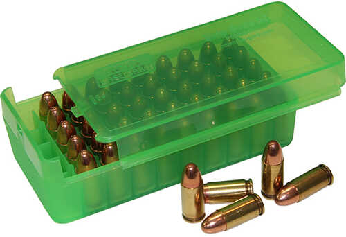 Side-Slide Ammo Box Pistol Multi-Caliber Handgun Clear Green Plastic 50Rd